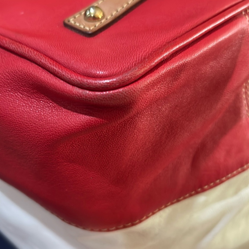Dooney & Bourke O-ring Red & White Leather Big Shopper Tote - Picture 9 of 16